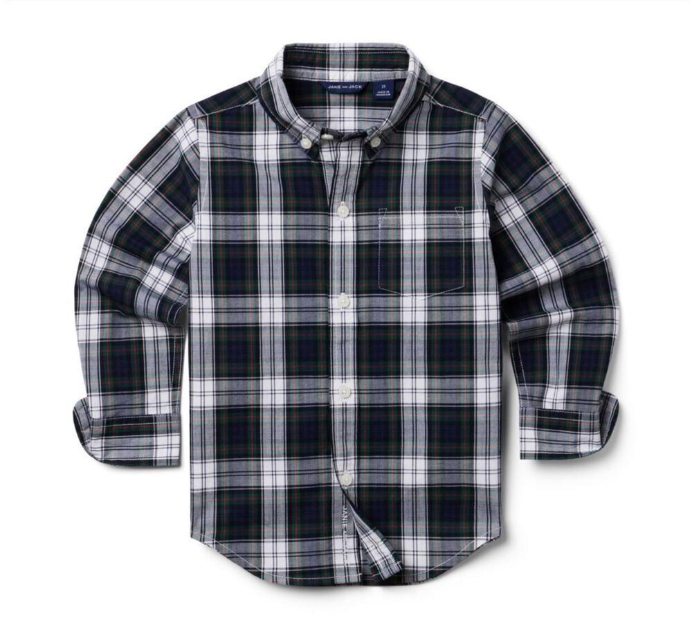 Janie and Jack Boys The Tartan Poplin Shirt” Plaid Button Up. Size 2. NWT